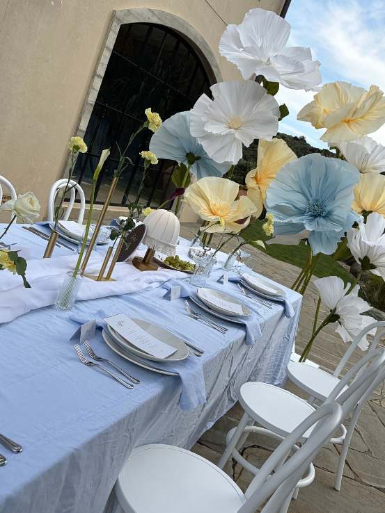 An elegant floral reception table setting